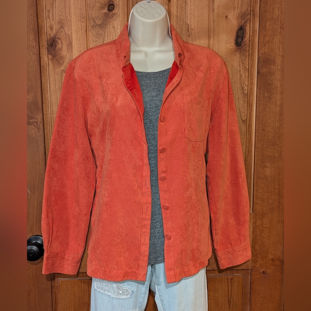 Croft‎ & Barrow Perforated Orange Blouse